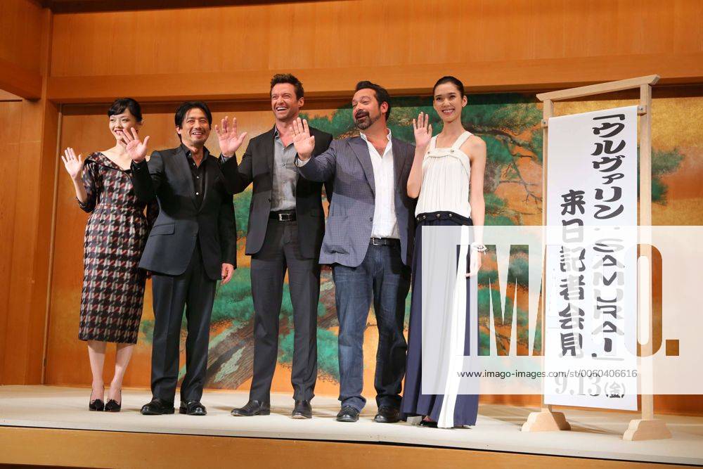 (L-R) Rila Fukushima, Hiroyuki Sanada, Hugh Jackman, James Mangold, Tao ...