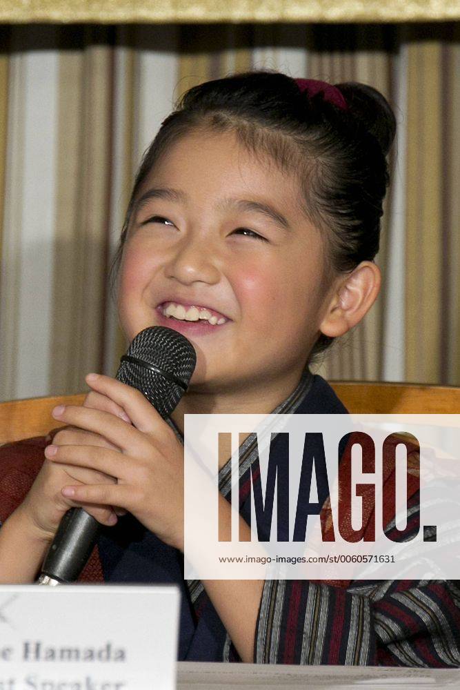 Actress Kokone Hamada speaks at the press conference of the movie Oshin ...