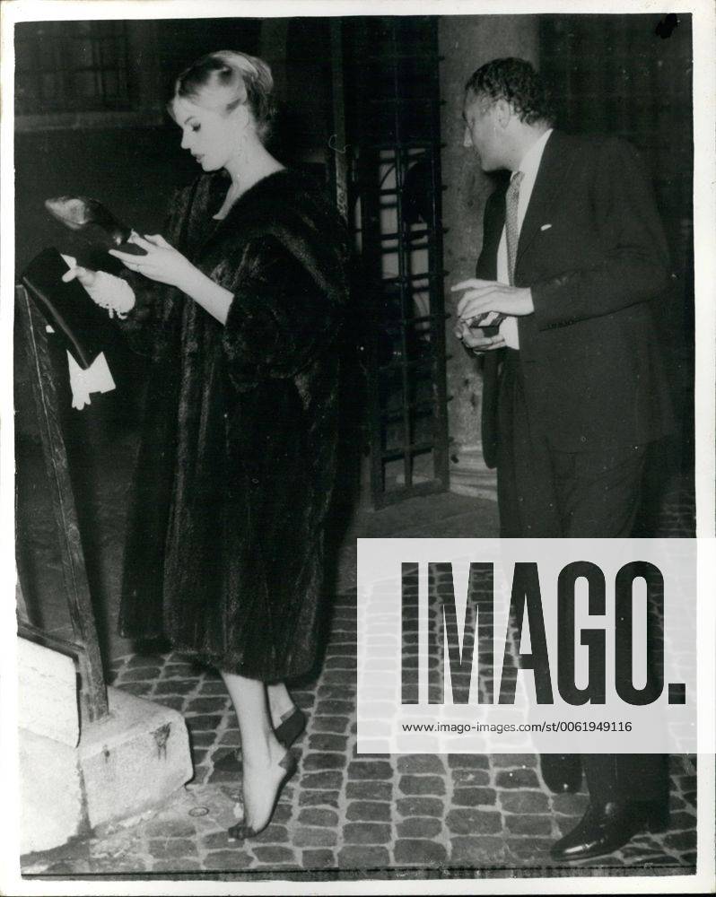 Feb. 02, 1959 - Anita Ekberg escorted by Mr. Agnelli of the Fiat Company at  night out