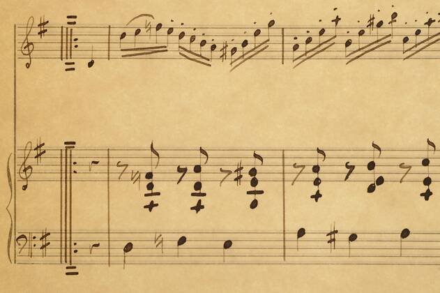 Sheets of musical notes, close up