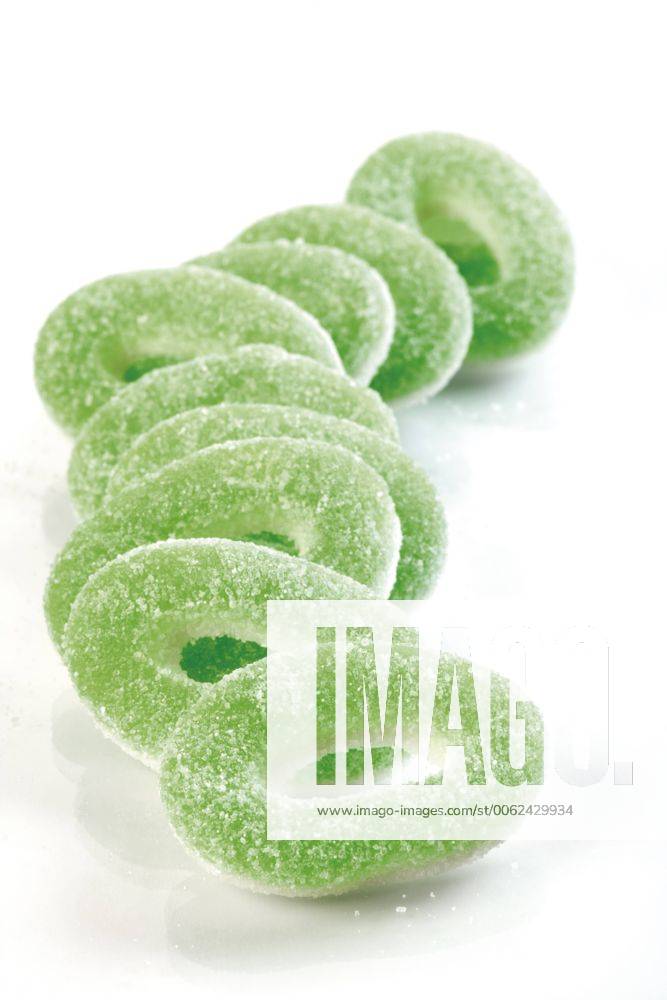 Sugared jelly rings, closeup