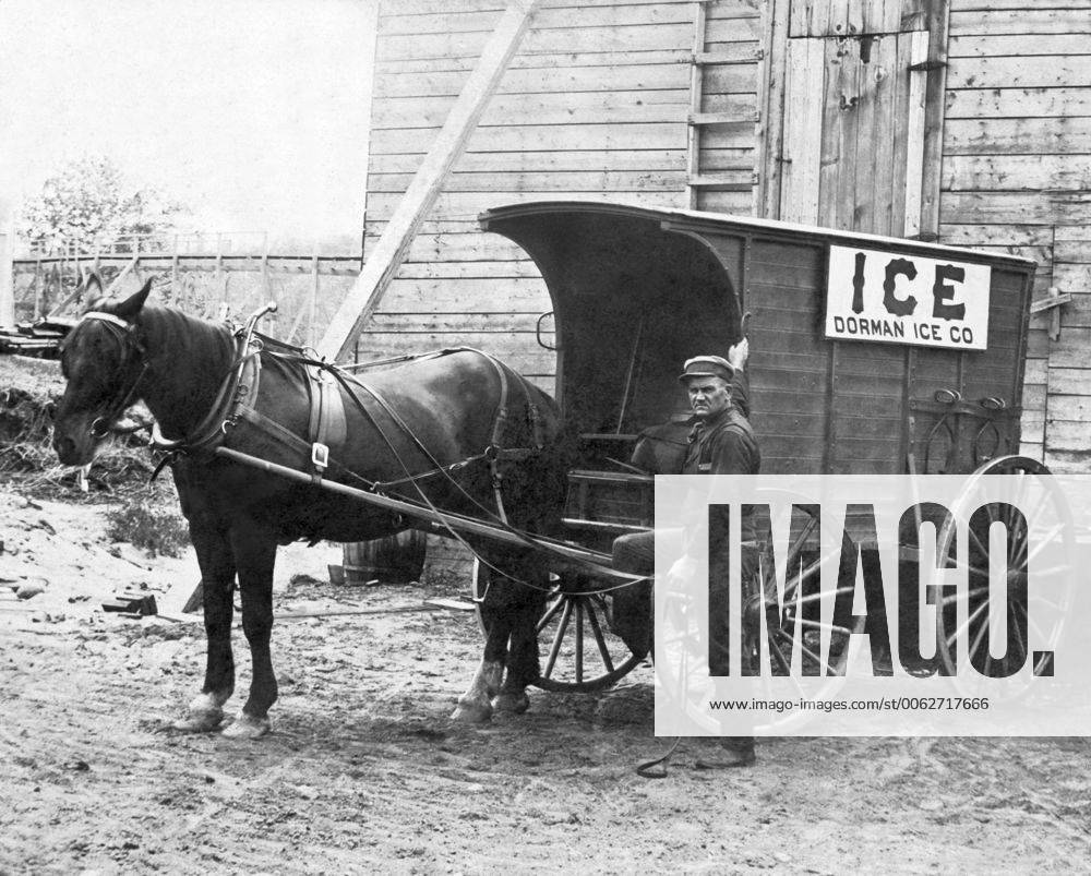 United States: c. 1883 A man with a horse drawn wagon with the sign ...