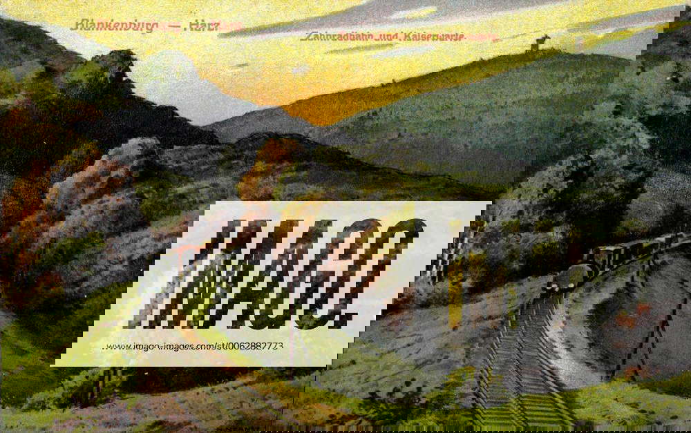 Blankenburg im Harz, Zahnradbahn und die Kaiserwarte, Lokomotive ...