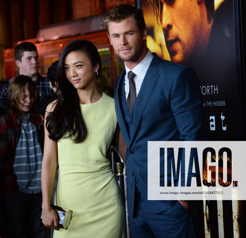 Cast members Wei Tang (L) and Chris Hemsworth attend the premiere of ...