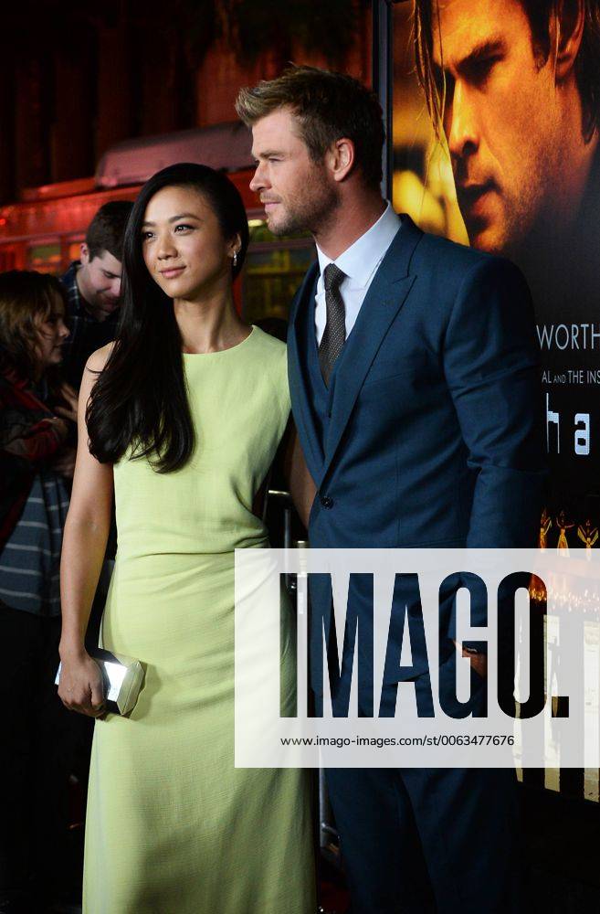 Cast members Wei Tang (L) and Chris Hemsworth attend the premiere of ...