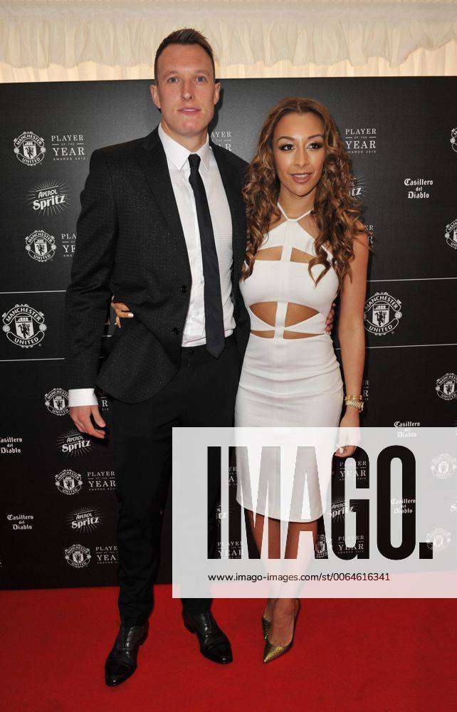 English footballer Phil Jones and his partner, Kaya Hall attending the ...