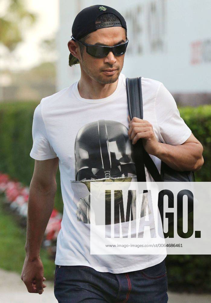 Ichiro in Star Wars Tshirt Miami Marlins outfielder Ichiro Suzuki