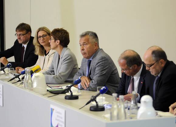 The state press conference in the State Chancellery of the Saarland on ...