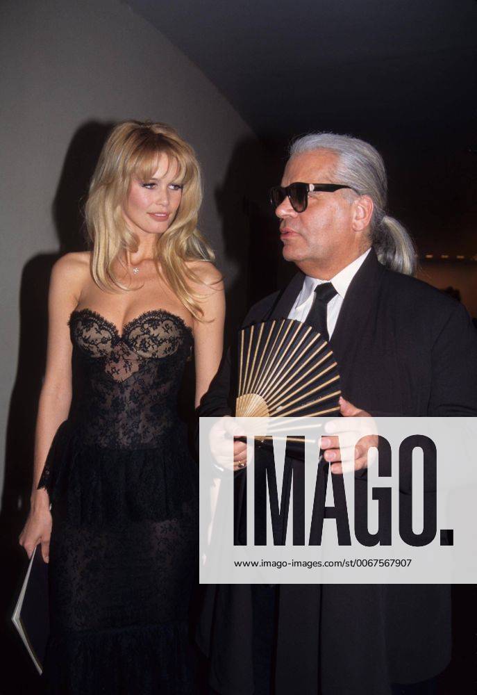 KARL LAGERFELD with Claudia Schiffer at the 14th annual CFDA awards