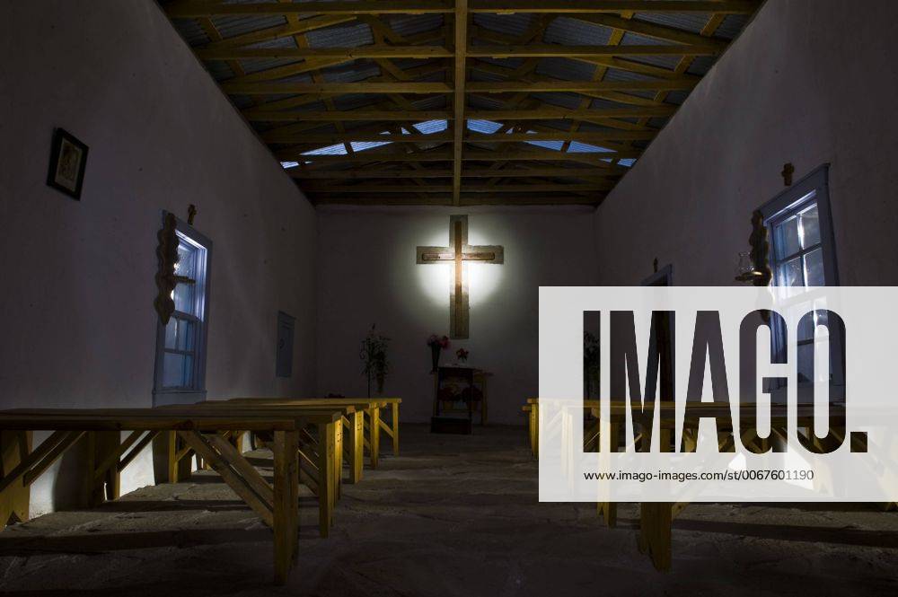 Sep 9, 2013 - Balmorhea, Texas, U.S. - The interior of Calera Chapel at ...