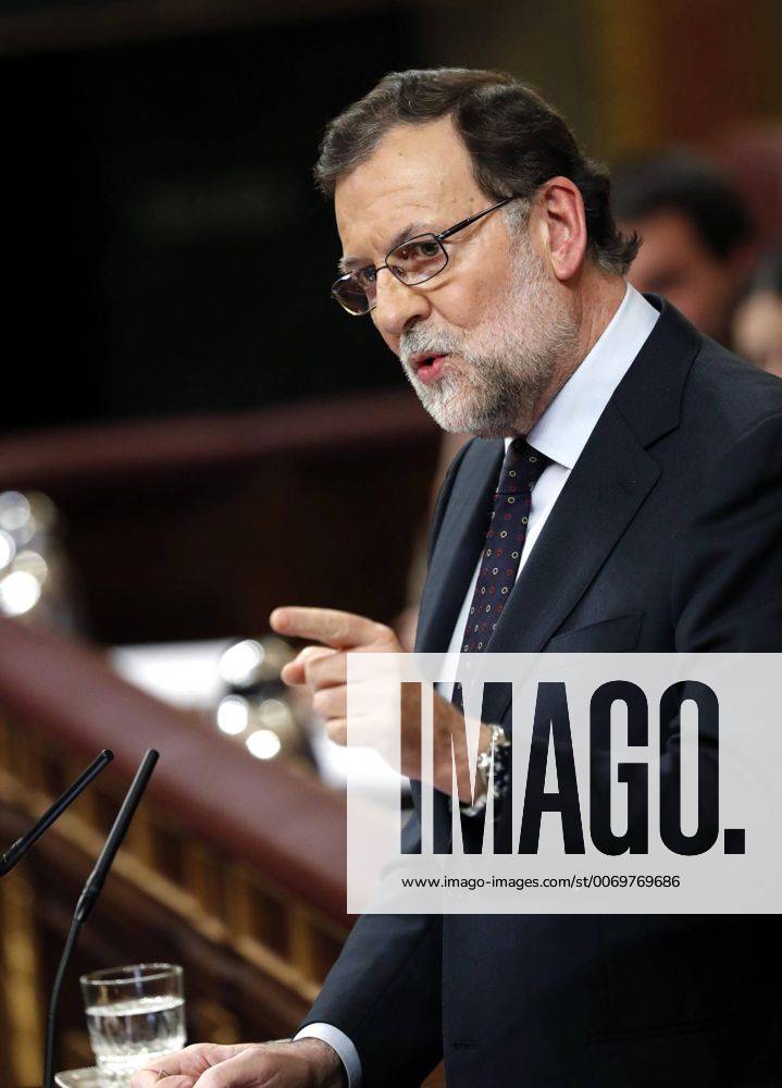 Spanish President Of The Government Mariano Rajoy Delivers A Speech At