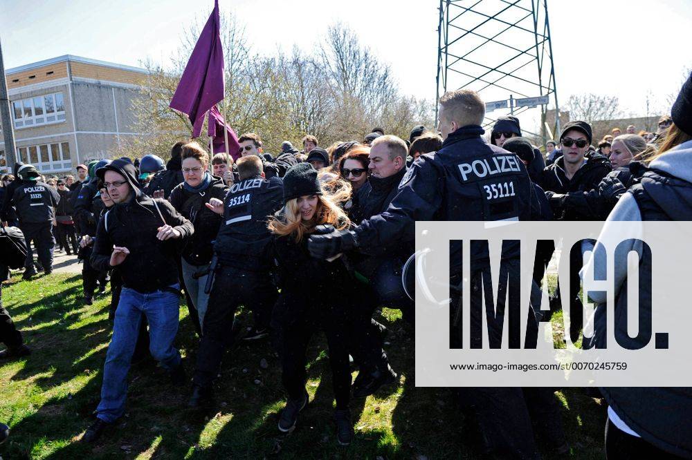 Berlin, Berlin, Germany - Demonstration try to break a police cordon ...
