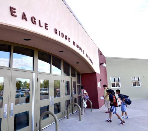 Eagles Spring Ridge Middle Aug. 10, 2011 - Rio Rancho, U.S. - Students enter Eagle Ridge Middle ...
