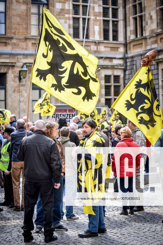 Illustration picture shows Flemish flags during a march against Islamic ...