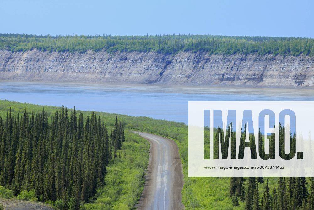 The Dempster Highway and the Arctic Red River (Mackenzie River). About ...