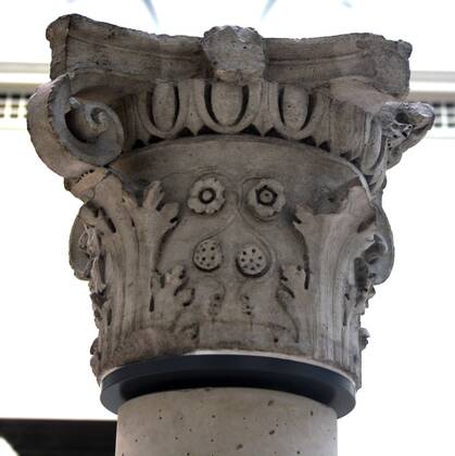 Elegant stone capital, detail from the top of a column. Circa 1500 ...