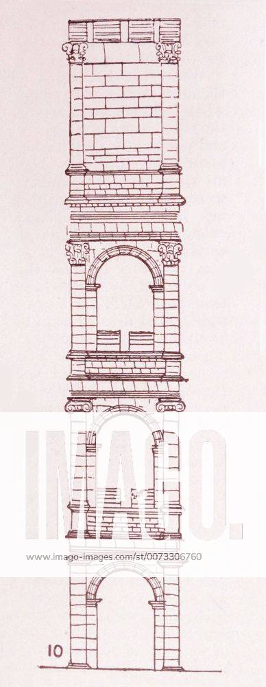 Illustration from a book depicting part of the Colosseum, showing ...