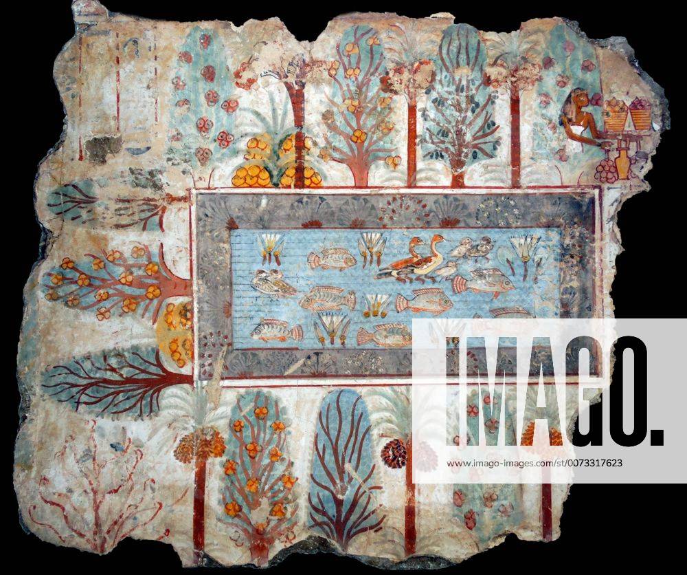 Fresco from the tomb of Nebamun, shows a pool in a garden that might ...