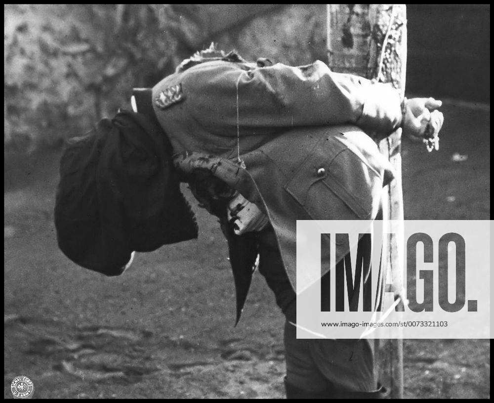 German General, Anton Dostler, tied to a stake during his execution by
