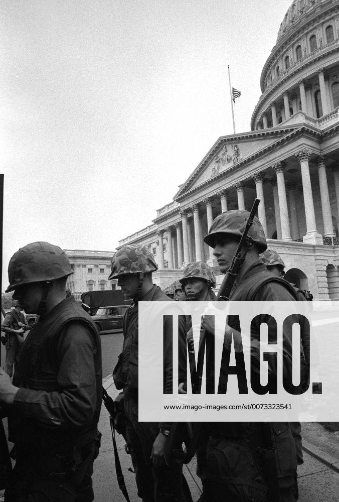 National Guard troops, near U.S. Capitol, Washington DC, during 1968 ...