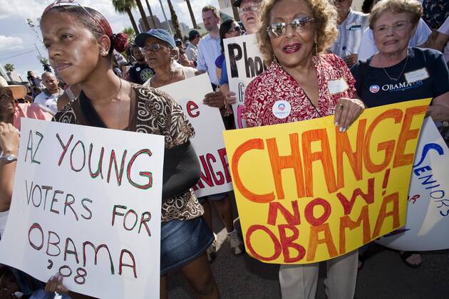 Obama 08 Sign Sep 10, 2008 - Phoenix, Arizona, USA - People wave Barack Obama ...