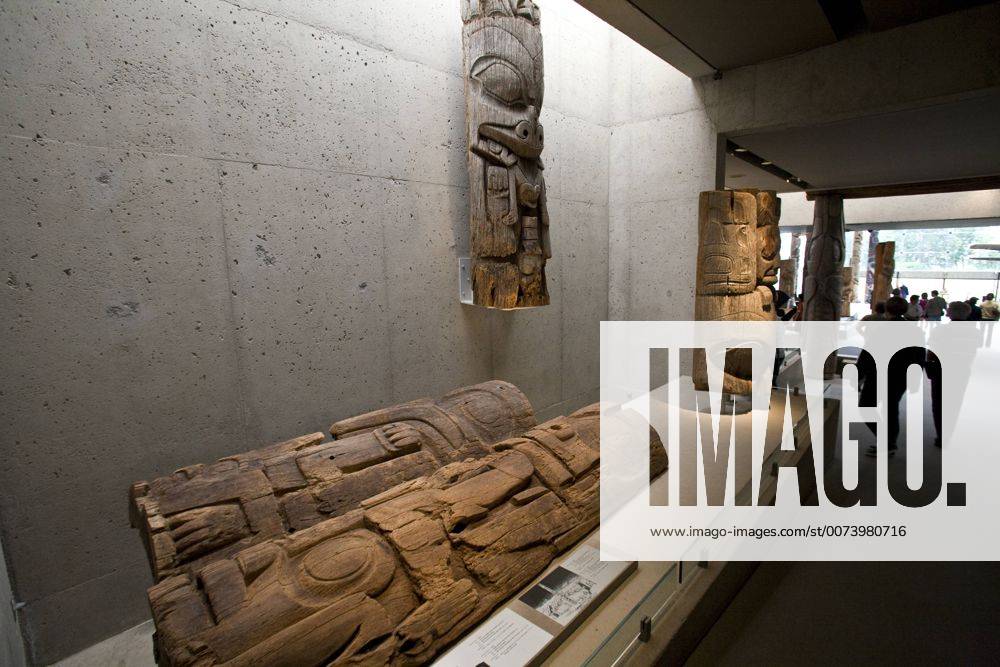 Canada, British Columbia, Vancouver. A collection of totem poles at UBC ...