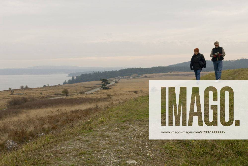 USA, WA, San Juan Island National Historical Park. American Camp hiking ...