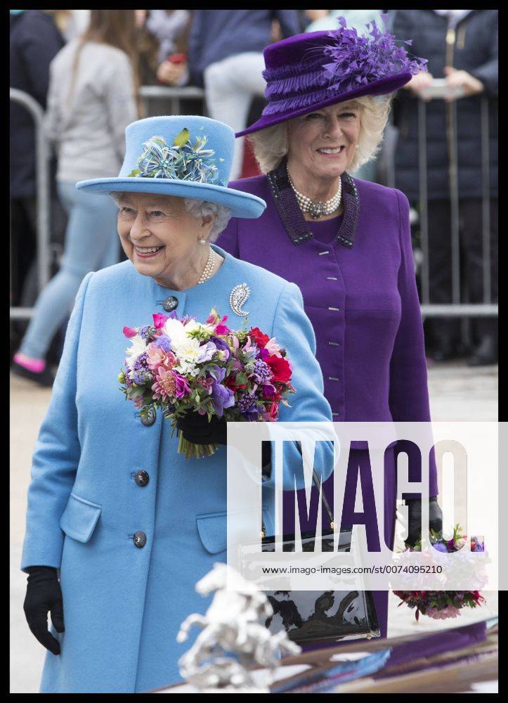 . 27 10 2016. Poundbury, United Kingdom. The Queen and The Duchess of Cornwall during a visit to