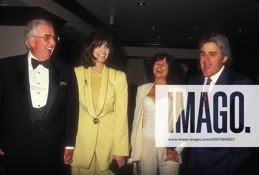 ED MCMAHON with with wife PAM HURN McMAHON , JAY LENO and wife MAVIS NICHOLSON.Photo by Phil