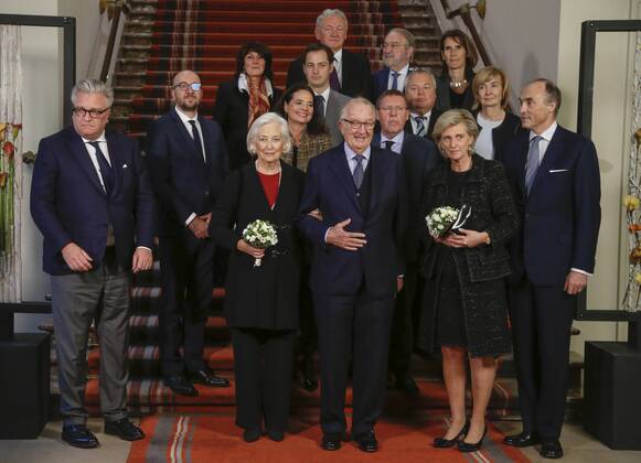 (front L-R) Prince Laurent of Belgium, Queen Paola of Belgium, King ...