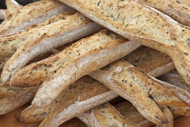 Freshly Baked Multigrain Cereals French Baguette Bread On Sale At