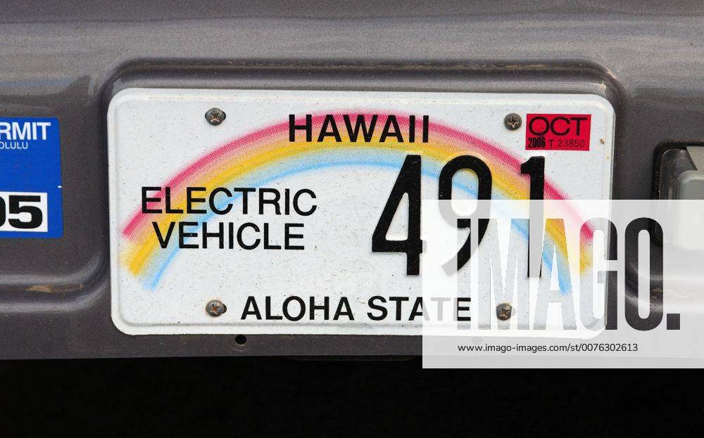 Oct 02, 2006; Diamond Head, HI, USA; Hawaiin electric vehicle license