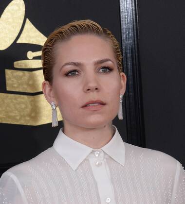 Singer Skylar Gray arrives for the 59th annual Grammy Awards held at ...