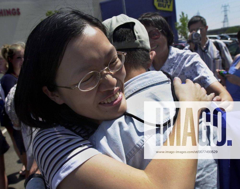 Jocelyn Chen hugs Bryan Zhang 15, as they met for the first time Chen ...