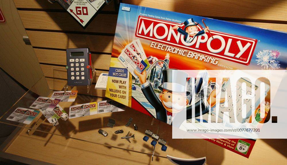 The Monopoly Electronic Banking edition sits on display in the Hasbro