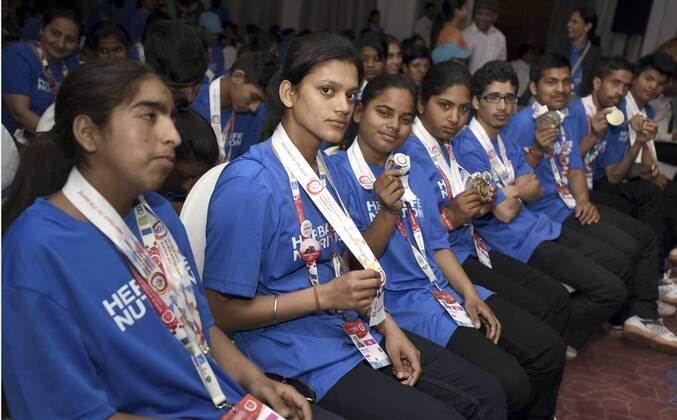 NEW DELHI, INDIA - MARCH 27: Indian special Olympics athletes win Gold ...