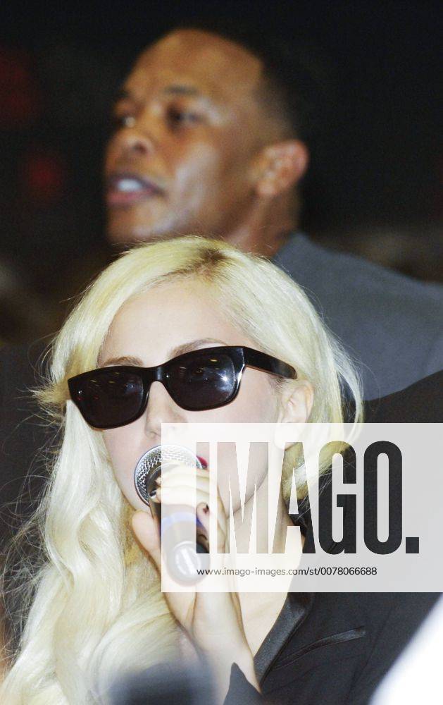 Lady Gaga and Dr. Dre attend Lady Gaga CD release and beats by dr