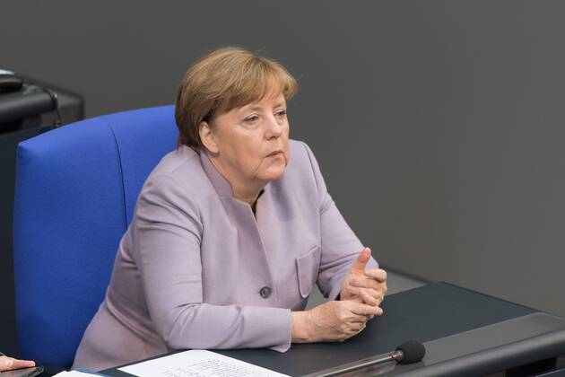 Berlin Nachdenklich, vertieft, visionaer, muede, aber hoert aufmerksam zu,  Dr. Angela Merkel