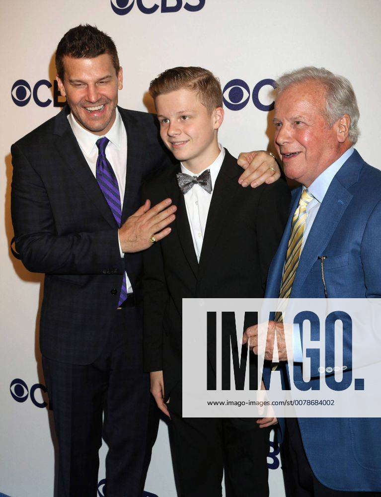 May 17, 2017 - New York, New York, U.S. - Actor DAVID BOREANAZ with his son  JAYDEN RAYNE BOREANAZ and his father DAVE ROBERTS attend the 2017 CBS  Upfront held at the