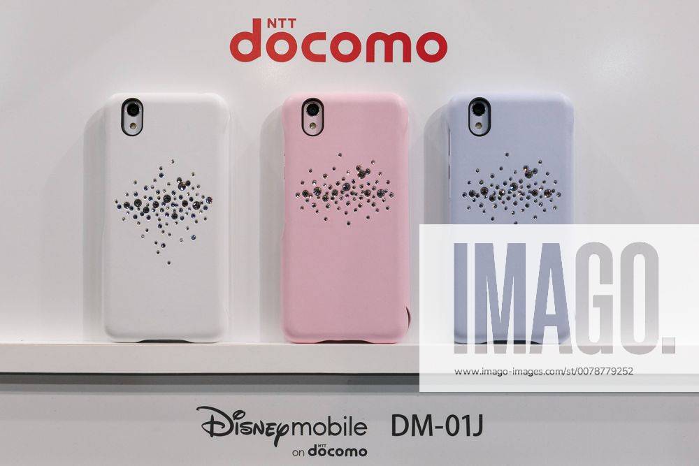 Samples of the DOCOMO smartphone Disney mobile DM-01J on display