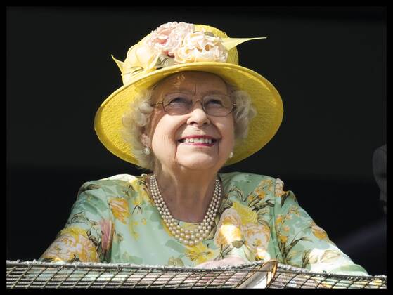 . 03 06 2017. Epsom, United Kingdom. The Queen watches the race from ...