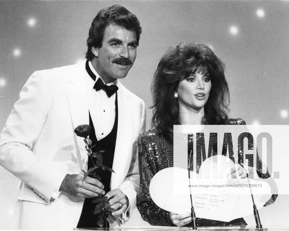 Tom Selleck, Victoria Principal at the 40th Annual Golden Globe Awards,  1983 Hollywood CA USA