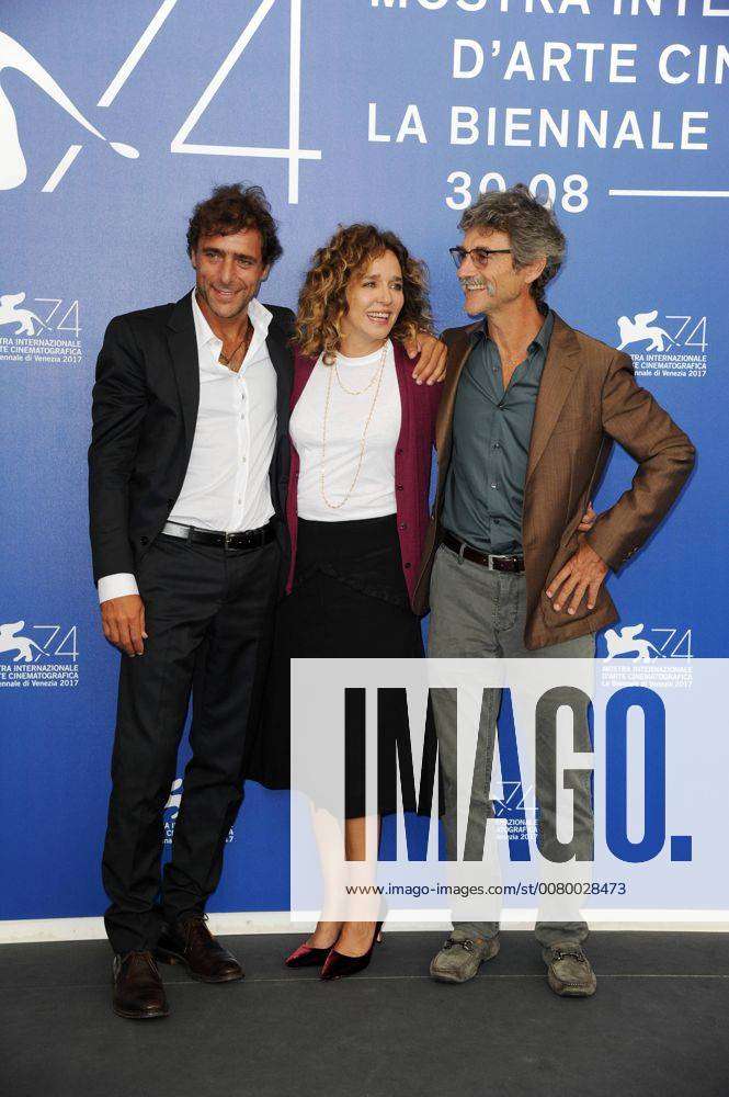 Adriano Giannini, Valeria Golino, Silvio Soldini pose for the photocall of  the movie Il colore nascosto delle cose during the 74th International  Film Festival of Venice (Mostra), Venice, on september 7, 2017.