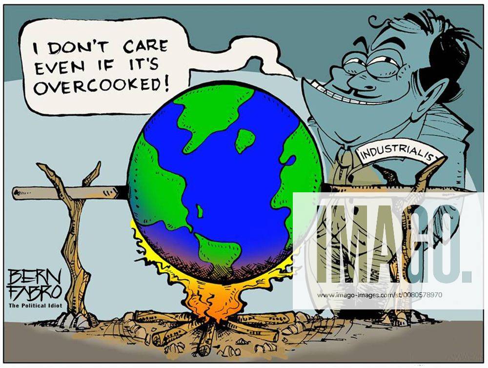 Cartoon Illustration The World Globe Climate Change Global Warming