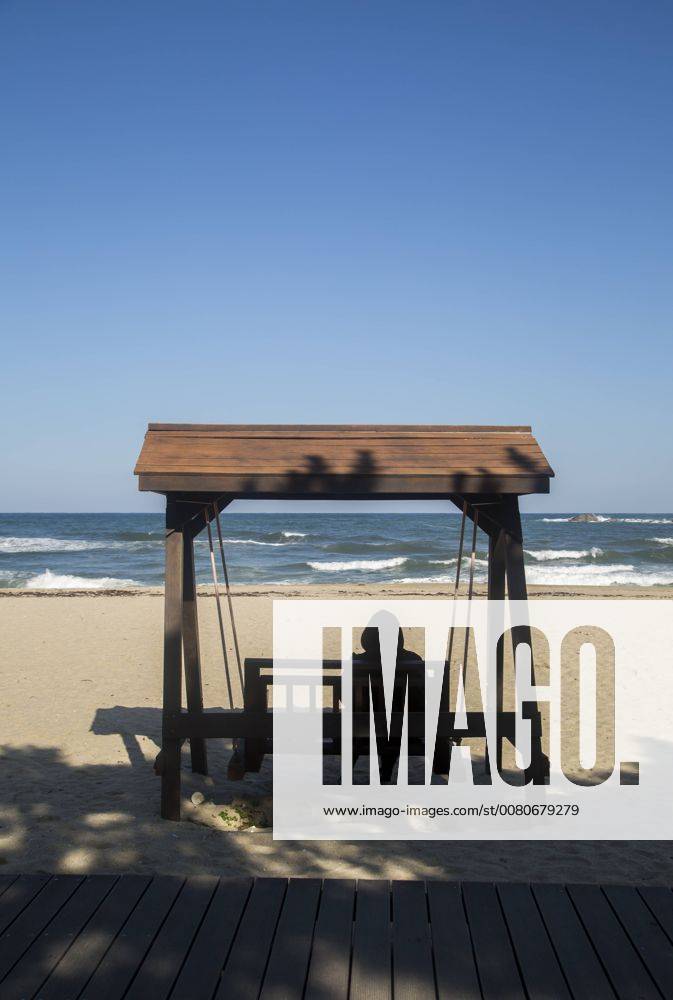 Gangneung, Oct 30, 2017 : A woman looks the sea on a beach in Gangneung ...