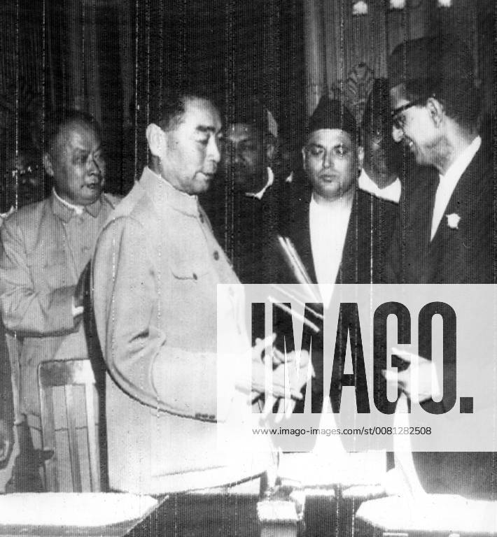 Communist Chinese Prime Minister, Chou EN-Lai (left) And Nepalese Prime ...