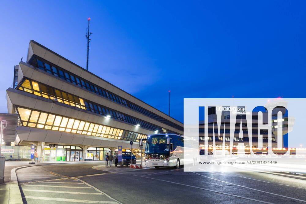 Airport Berlin Tegel TXL Terminal and Tower night image Berlin Germany ...