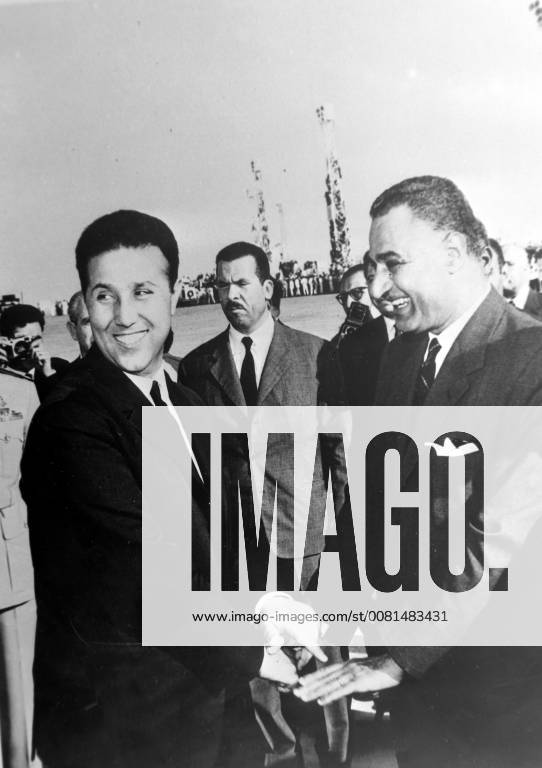 PRESIDENT OF UNITED ARAB REPUBLIC GAMAL ABDUL NASSER WITH ALGERIAN ...