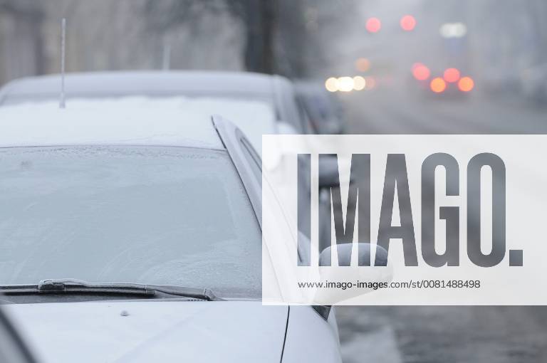 January 8, 2018 Bydgoszcz, Poland Cars covered in frost are seen on the early morning of