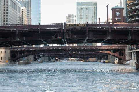 Chicago, Illinois, United States - Views of the Chicago River frozen ...